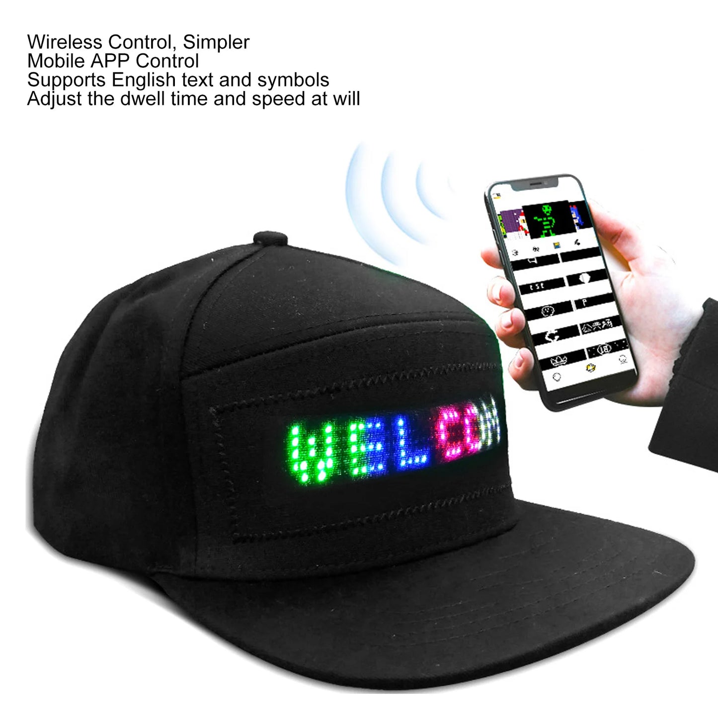 LED  LED  Programmable Bluetooth APP Control Editable Colorful LED Hat for Outdoor Concert Carnival LED Smart  LED Hat